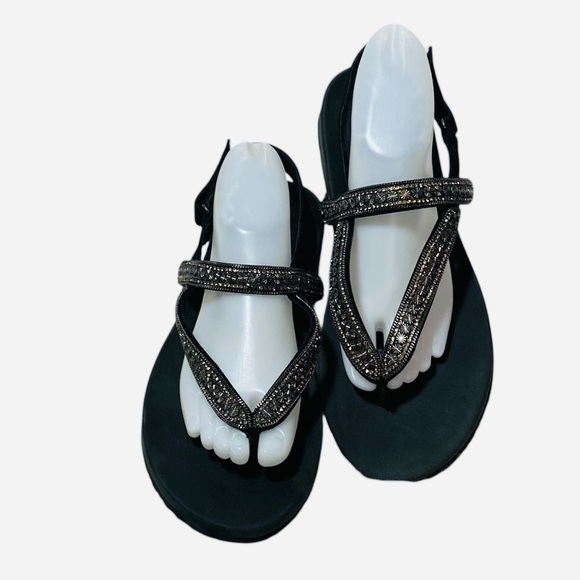 Skechers Women's Black Arch Fit Embellished Meditation Sandals Shoes Sz-11 - Picture 1 of 4